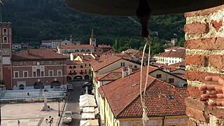 Elizabeth Kiedis performs intense blowjob on Max Felicitas' massive cock in teen scene.