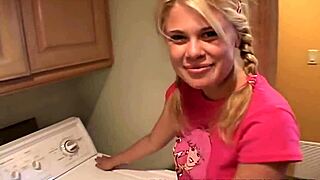 petite teen fingers herself in laundry room 😏