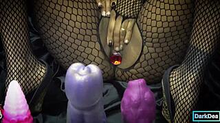 The Kinky Queen Dark Dea Teases with Tattooed Big Tits and Pierced Pussy Fetish