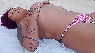 flashing at beach and sucking big cock on rocks! 😜