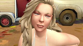 does this beautiful model fuck the painter outdoors?