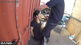 Latina bad girl caught sucking cop's dick in public outdoor pov