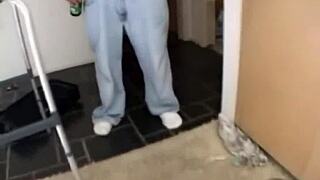 Blonde slut sucking cock with handjob jerking?