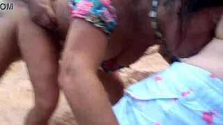 They engage in double penetration during the beach orgy