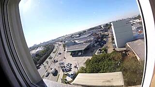 Sarada Naked In Hotel Window Near Airport Showing Big Tits