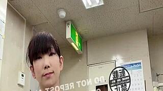 Office feet fetish with asian japanese girls at work