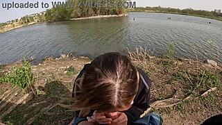 Big tits alexis kay titty fucks and gives a blowjob in a park