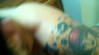 Big black cock gets blowjob from big tits girl