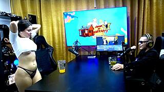 andriza haack shows off in sheer lingerie during interview