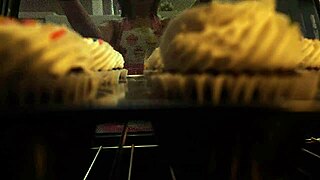 Teen brunette gets facial from monster cock in mmf threesome