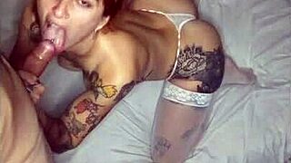 I cum on angelical girl's ass after blowjob