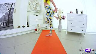 teen 18+ fucks tight pussy with dildo after yoga