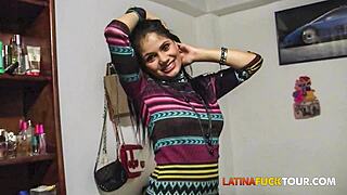 Beautiful petite Latina with braces gets fucked doggystyle on first date