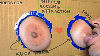 Discover the allure of huge natural tits with balloon-like nipples being sucked in homemade fun.