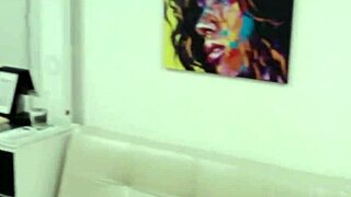 Latina arrives sweaty from gym, nipples hard on big tits, sucks dick passionately.