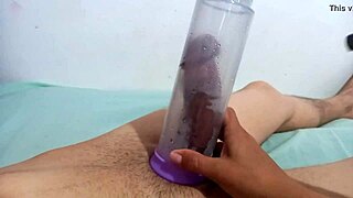 Sucking cock with a pump, wow!