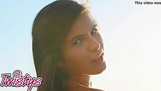 Outdoorsy cutie shows body in lingerie