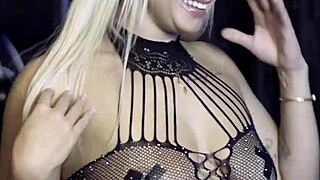 Naughty girl has anal sex with black band member for cumshot facial