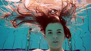 czech chick vesta enters swimming pool naked