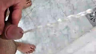 cute brazilian twink pisses in the shower