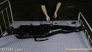 In this bondage scene, the submissive is bound and experiences sadomasochistic pleasures with intense sensations.