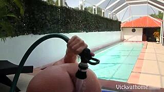 Chesty Vicky Vette masturbates her fat pussy lips with dirty talk