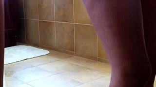 Latina big tits masturbation on bathroom floor reaches intense orgasm