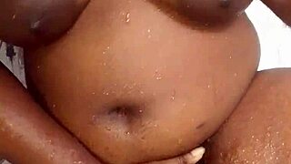 ebony fucking herself in the bathroom