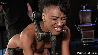 slim ebony endures rough bondage whipping pain