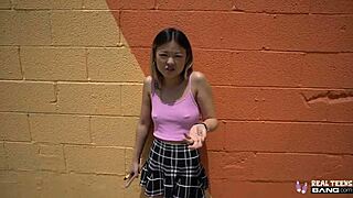 hot asian teen lulu chu gets bent over and fucked in cowgirl during porn casting