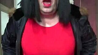 feeling excited with my old red and black masturbation machine