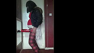 feeling excited with my old red and black masturbation machine