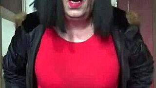 feeling excited with my old red and black masturbation machine