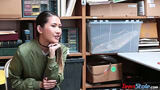 petite asian teen 18+ thief in uniform gets fucked to get out of trouble