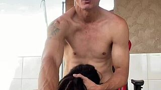 bent over for doggystyle blowjob