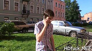 huge rod enters mouth and pussy in a hardcore session with russian slut