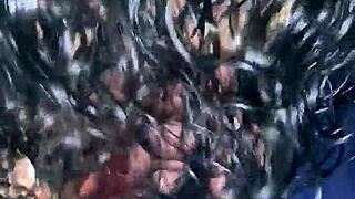 i'm sucking his big cock and getting fucked outside, feeling every inch