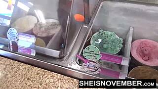 young ebony girl gets her pussy ripped by big cock while riding pov after spanking