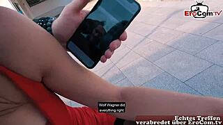 German guy meets skinny Spanish teen pornstar for outdoor fun!