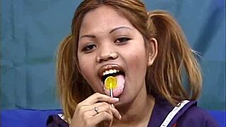 i cumshot on asian teen after blowjob and fucking with toys