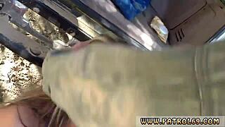 Big tit blonde police woman undergoes train tickling strip search