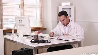 busty blonde nurse amber jayne has her pussy filled with doctors big dick