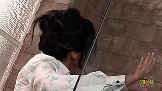 I-I had shower sex with busty brunette milf and her husband, it was amazing!