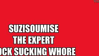 Suzi, you suck that big cock like a slutty whore with huge tits.