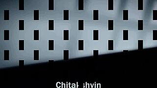 Upside down ass view while giving handjob to black cock