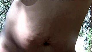 Horny stepmom bends over for doggystyle fucking in public, creampie makes him cum fast!