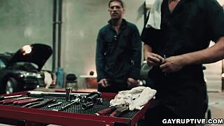 brandon anderson gets deepthroat and anal fucked bareback by his coworker roman todd, so intense