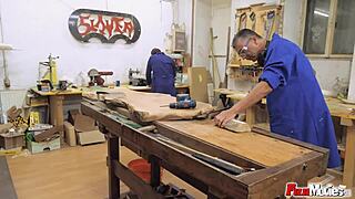 eu brunette slag takes two big cocks in a wild threesome!