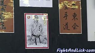 beautiful euro babe wrestles stunning asian lesbian beauty in amateur wrestling match