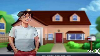 Summertime Saga features a big cock jerking off in the shower scene